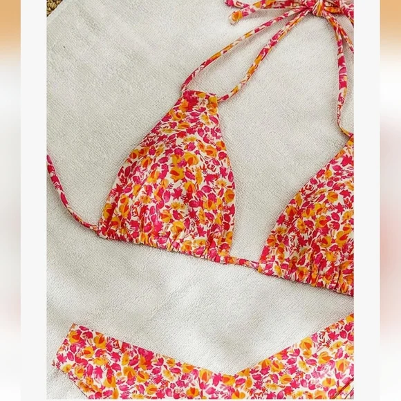 Vibrant Floral Bikini Set - Pink and Orange - Picture 5 of 5